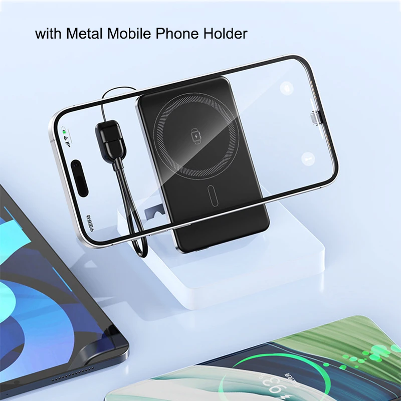 Power Bank sottile 3 in 1 per batteria esterna portatile Magsafe wireless magnetica da 20 W a ricarica rapida per iPhone 17 16 iWatch Airpods