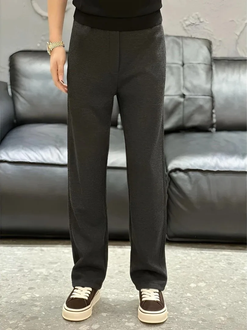 

Straight Leg Casual Pants for Men Ele Drapey Busin Versatile Patchwork High Waist Bla ey White Trendy