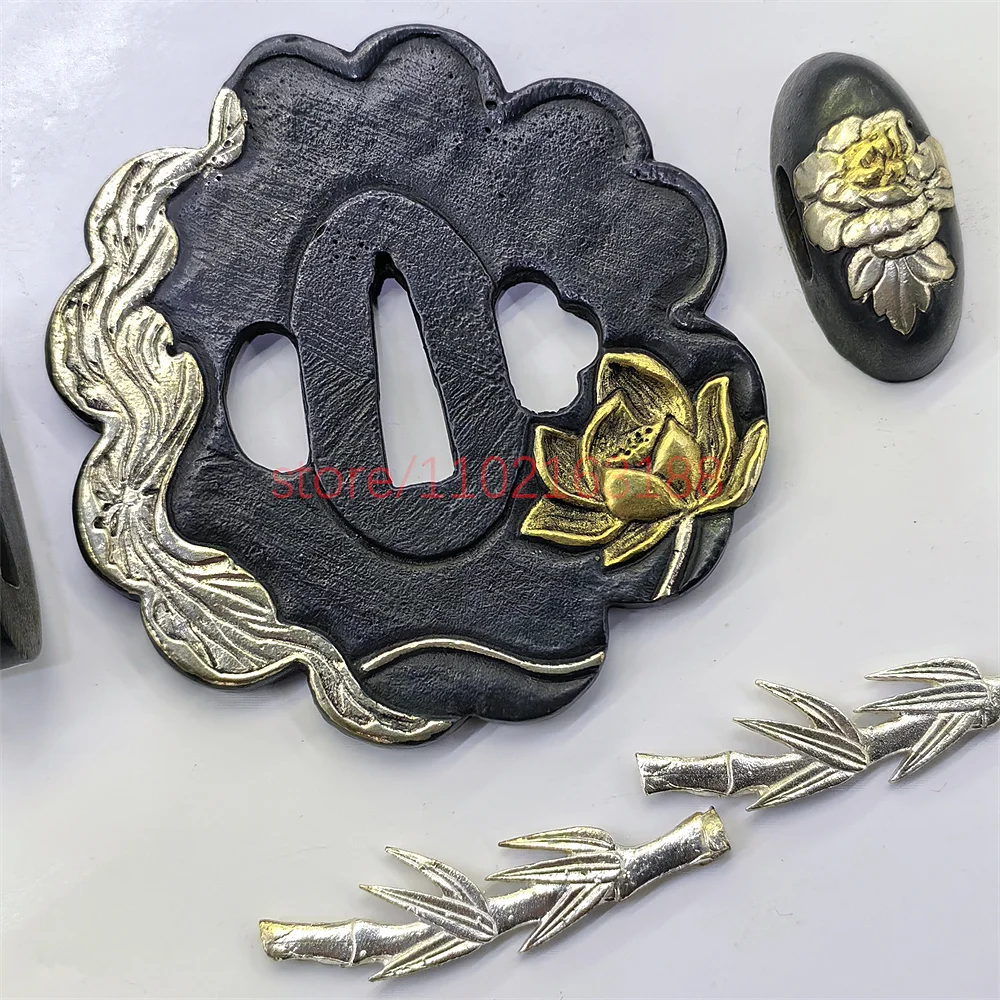 Very Beautiful Copper Tsuba Handguard Guard Brass Fuchi Kashira Menuki For Japanese Real Japan Samurai Katana Sword Fittings New