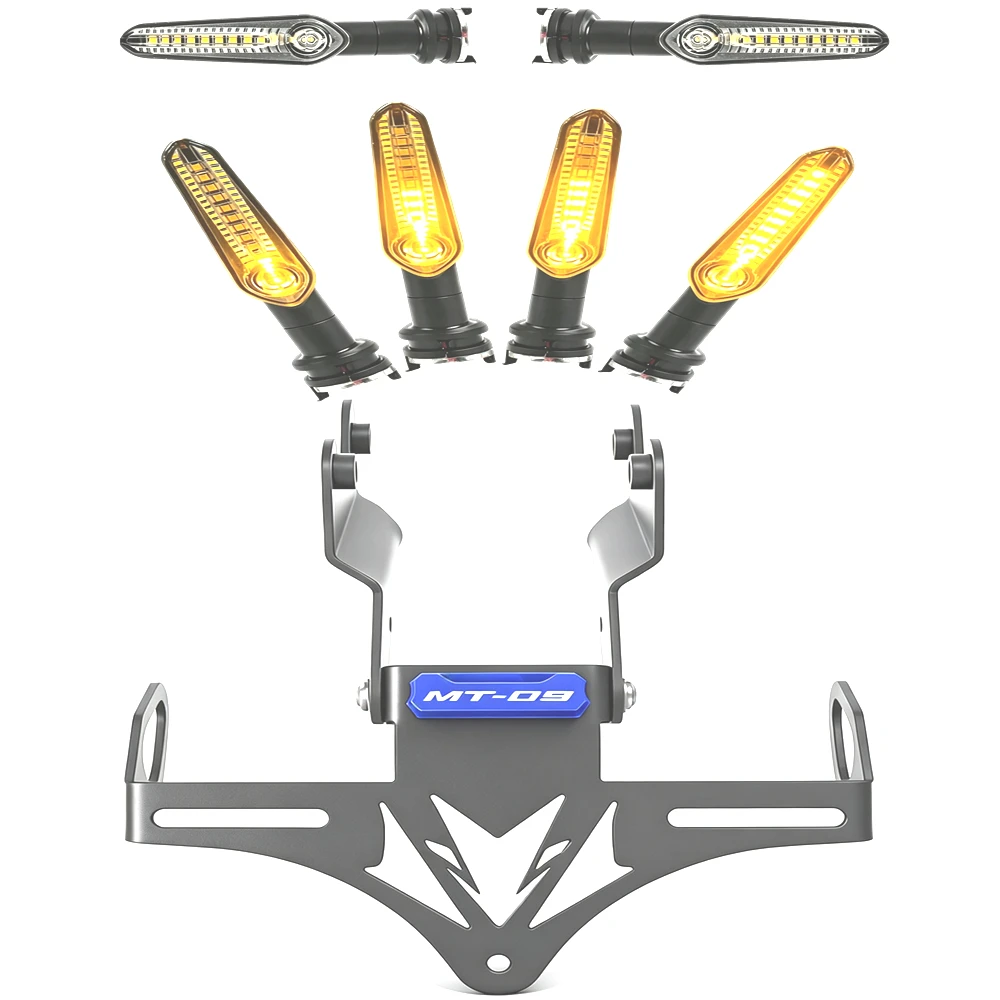 New License Plate Holder Motorcycle Tail Bracket LED turn signals License plate lights Fit For YAMAHA MT09 MT-09 SP 2024-2025
