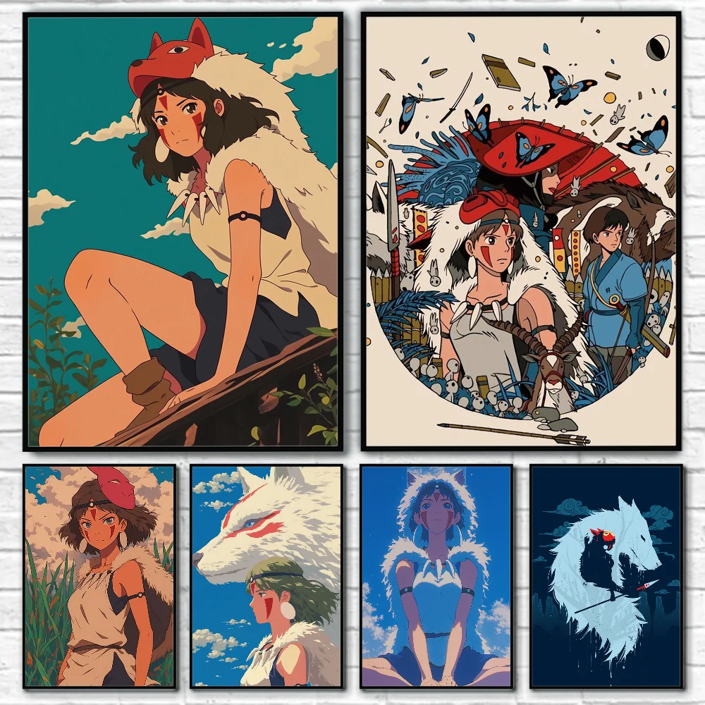 Póster de Anime P-Princess Mononoke, arte de pared para el hogar, sala de estar, decoración de la habitación del garaje