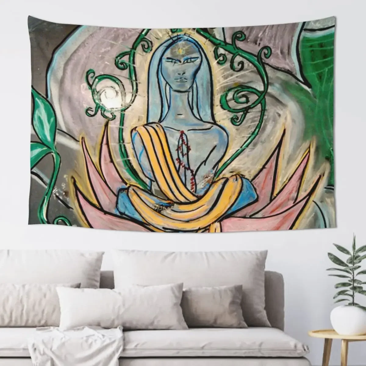 Yogic Ascension (from Chalk Meditation #5) Tapestry On The Wall Wall Decoration Tapestry