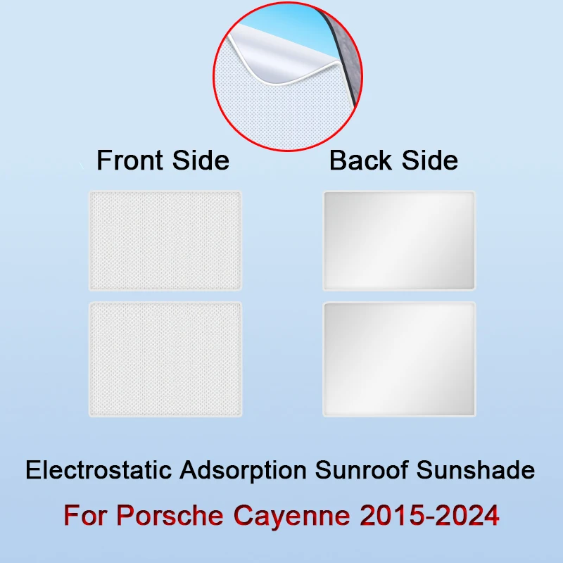 For Porsche Cayenne 2015-2023 2024 Electrostatic Adsorption Car Roof Sunshade Skylight Blind Shading Windshield Sunroof Cover