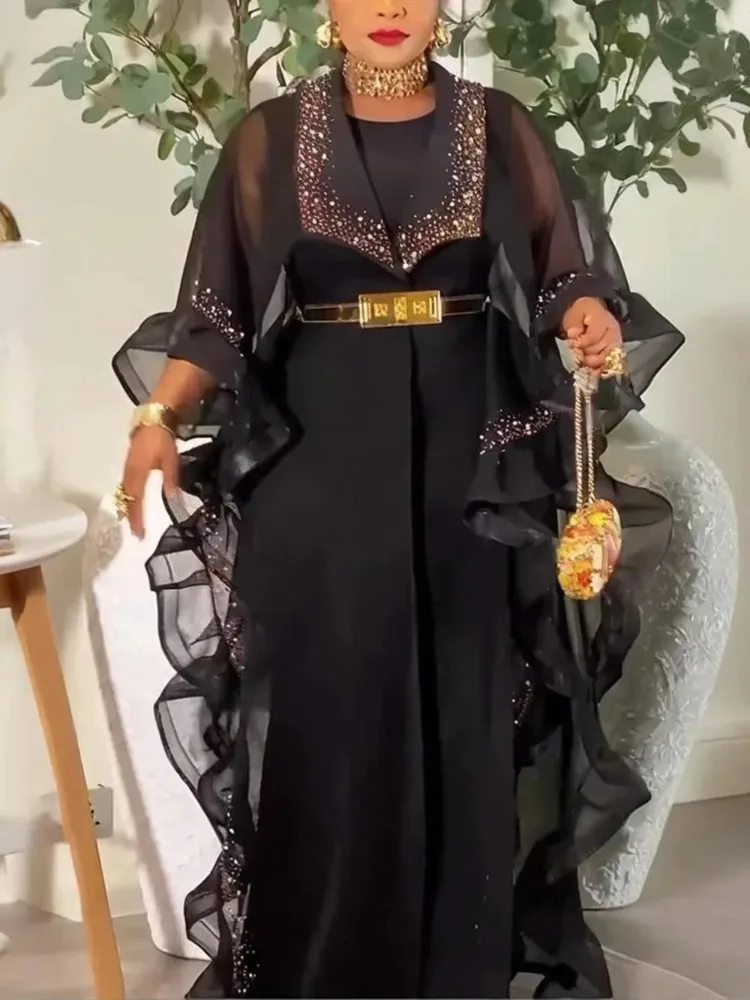 

African dresses for woman Turkey dress Robe Africaine African clothing Musilm Boubou Africain femme 2026 New wears 2 piece set