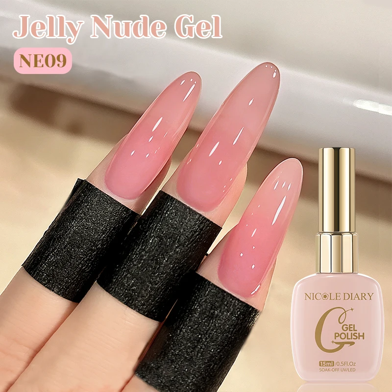 NICOLE DIARY 15ml Jelly Nude Gel Nail Polish Semi Permanent Gel Manicure Soak Off UV LED Gel Varnish Nail Supplies