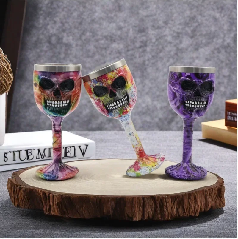 

Creative Skull Wine Glasses Resin Skull Tall Glasses Personalized Bar Skeleton Wine Glasses Halloween Gift Home Decoration