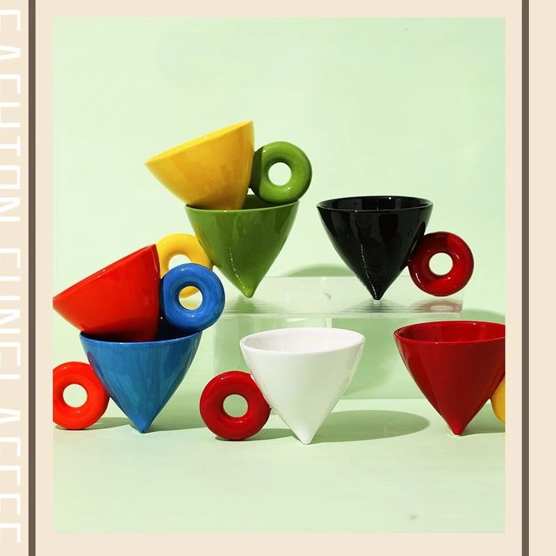 

Japanese Style Ceramic Coffee Cup Creative Conical Pour Over Milk Tea Cup Light Luxury Home Dining Mug