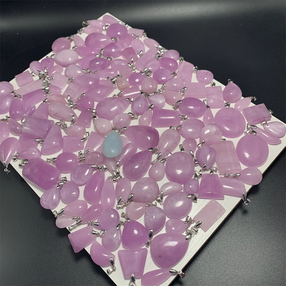 Natural Lavender Purple Kunzite Pendants Necklaces for Women AAAAAA Half Transparent Gemstones Beads Flash Jewelry 925 Silver