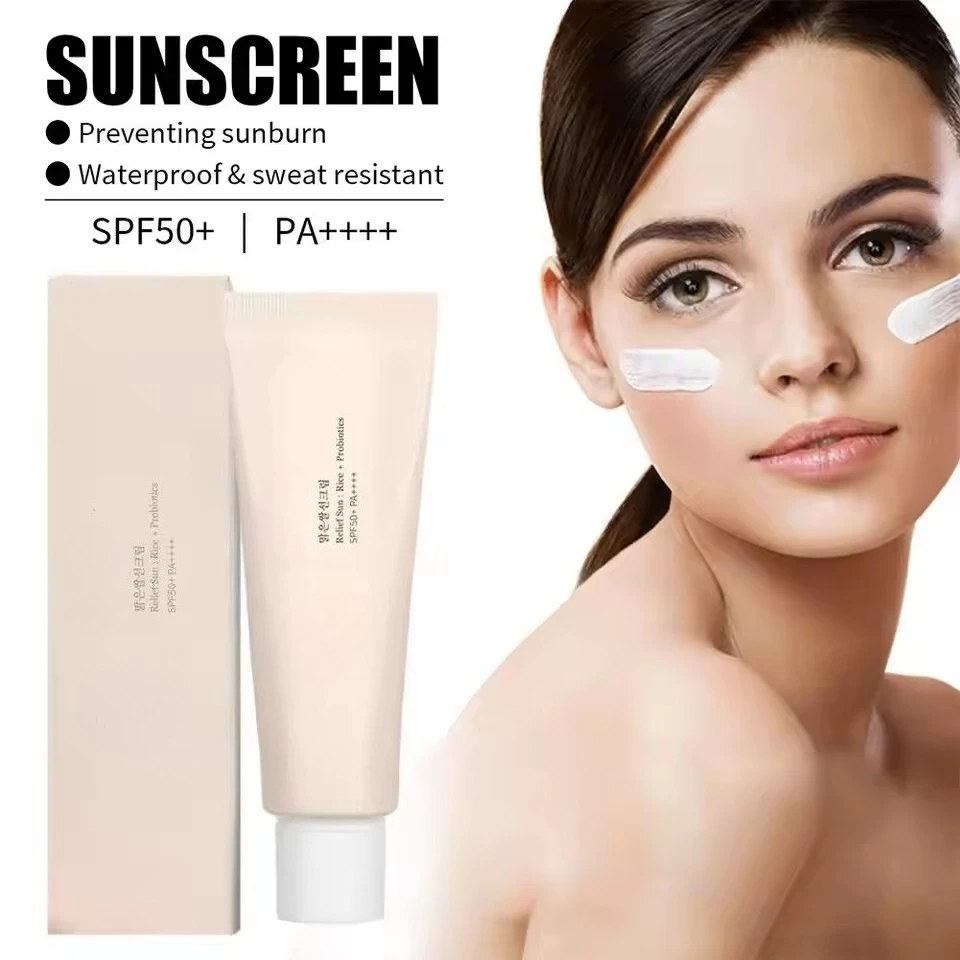 SPF50+ Sunscreen Korean Rice Probiotic Solar Blocker Skin Whitening Cream Anti UV Sun Block Facial Mild Moisturizer Serum 50ml image 2