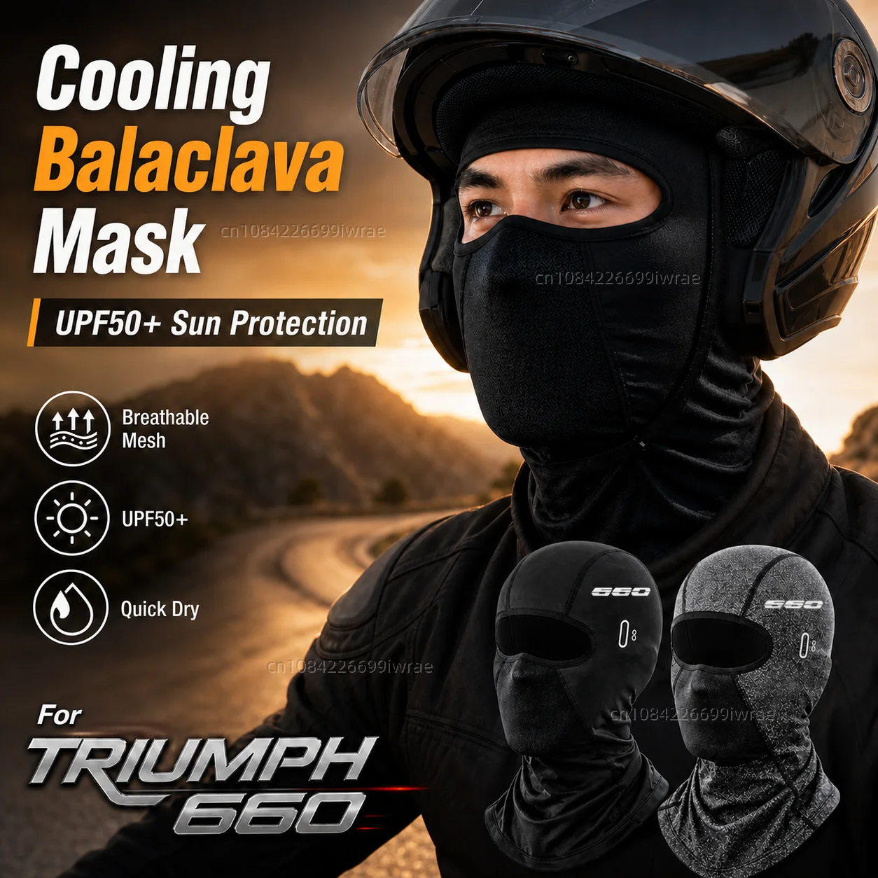 Cooling Motorcycle Balaclava Mask UPF50+ UV Protection Breathable Face Cover Summer For Triumph Trident 660 Sport Tiger 660