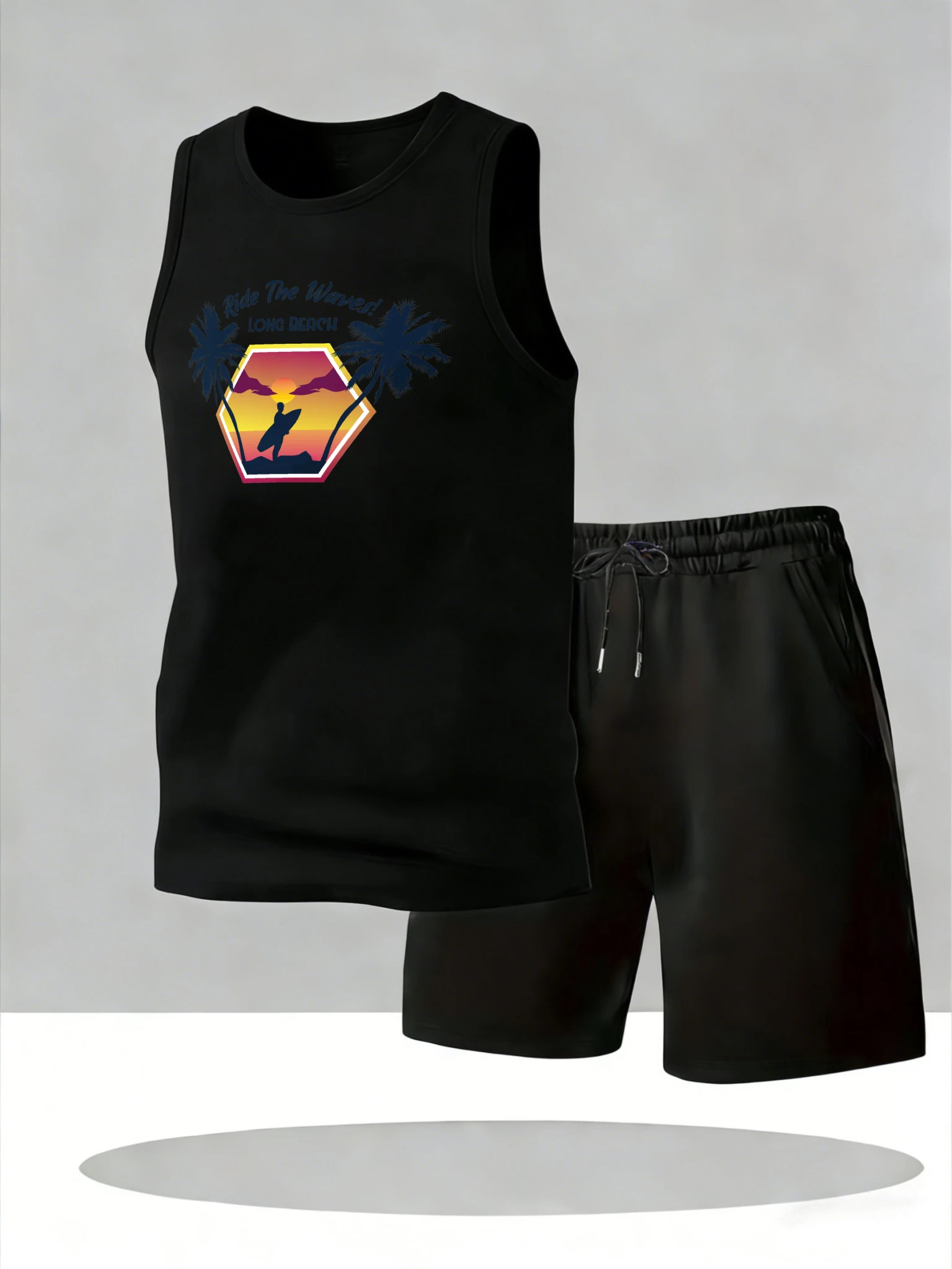 

Men's Tank Top Sets 2026 Summer Quick drying oversize sports two-piece Breathable sets for men running sports beach crewneck