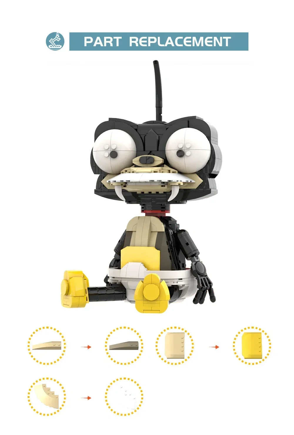 Acessórios de anime Blocos de construção de pato de desenho animado MOC- 129584   Futuramaed Lord Nibbler Montagem Modelo Quebra-cabeça Brinquedo Infantil Presente de Aniversário