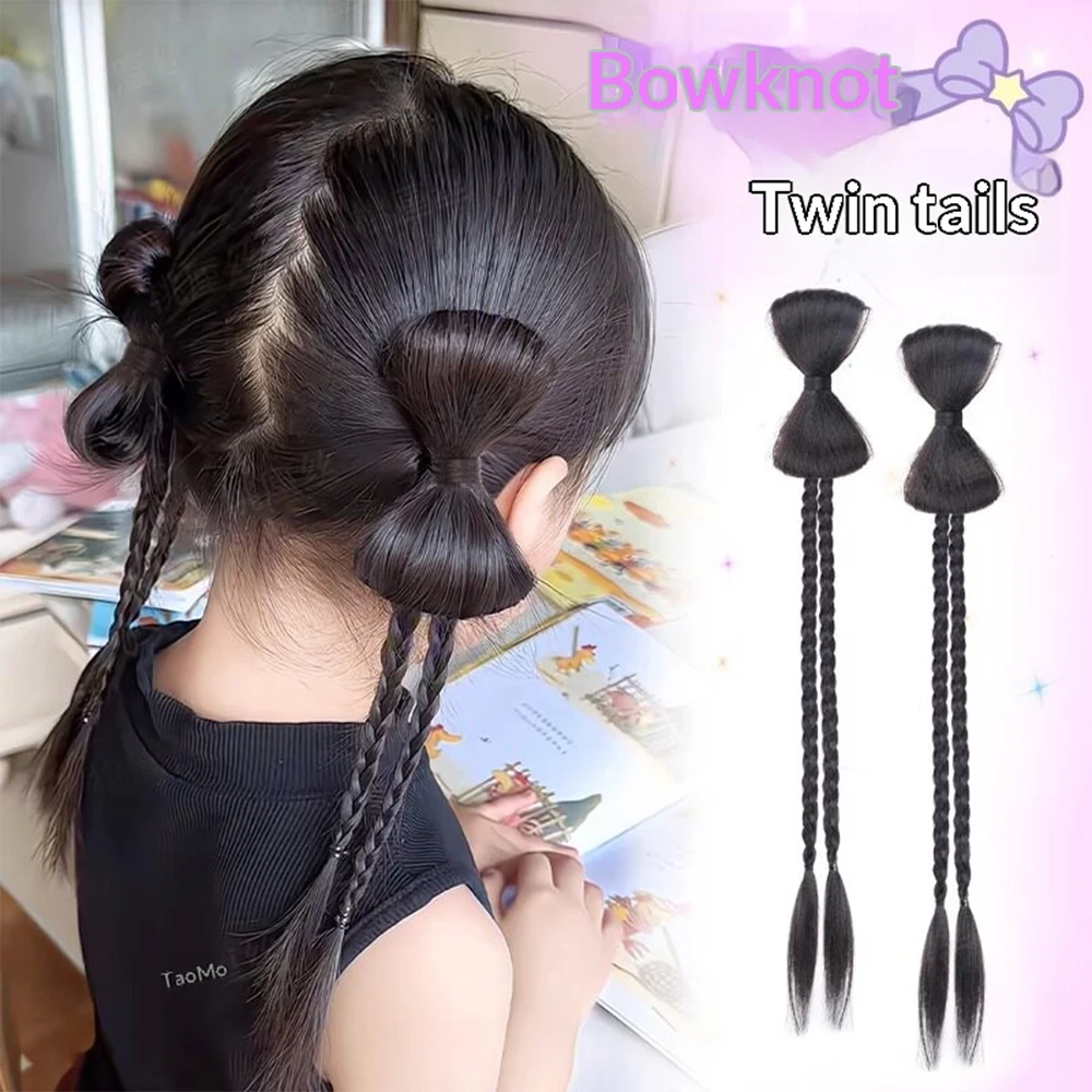 2 Pcs Bow Claw Clip Braided Ponytail Synthetic Hair Heat Resistant Fashion Hair Accessories for Women Daily Styling image 4
