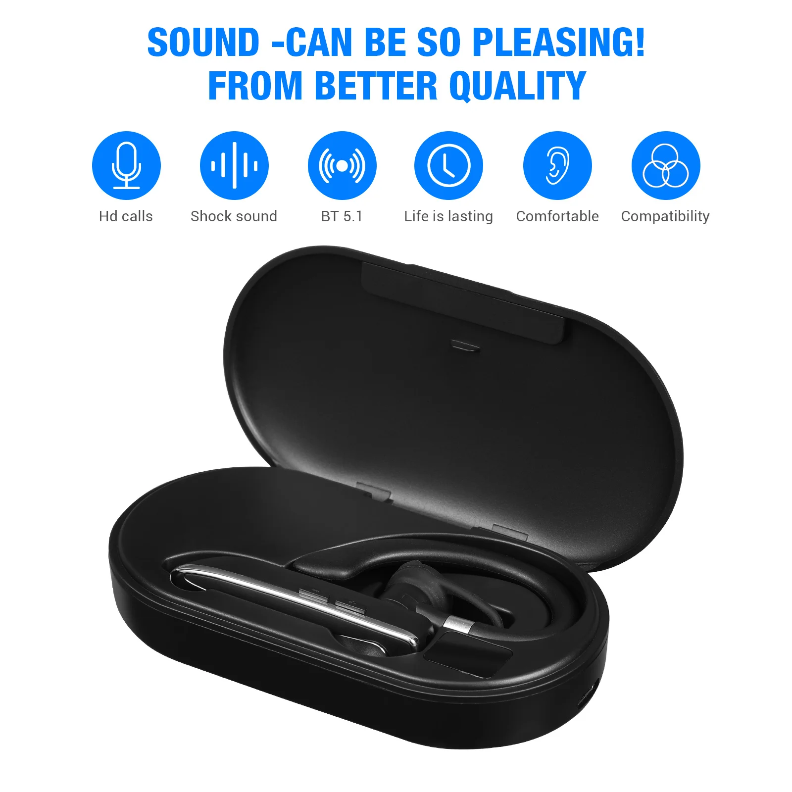 

Earphones Wireless Hook Headset For Sports In Ear Hands Free Calling Hd Sound 10M Range .1 Portable Headphones