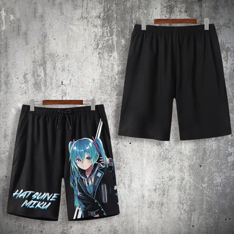 

Cartoon animation shorts men and women Hatsune Miku peripheral five-point pants thin quick-drying two-dimensional beach pants