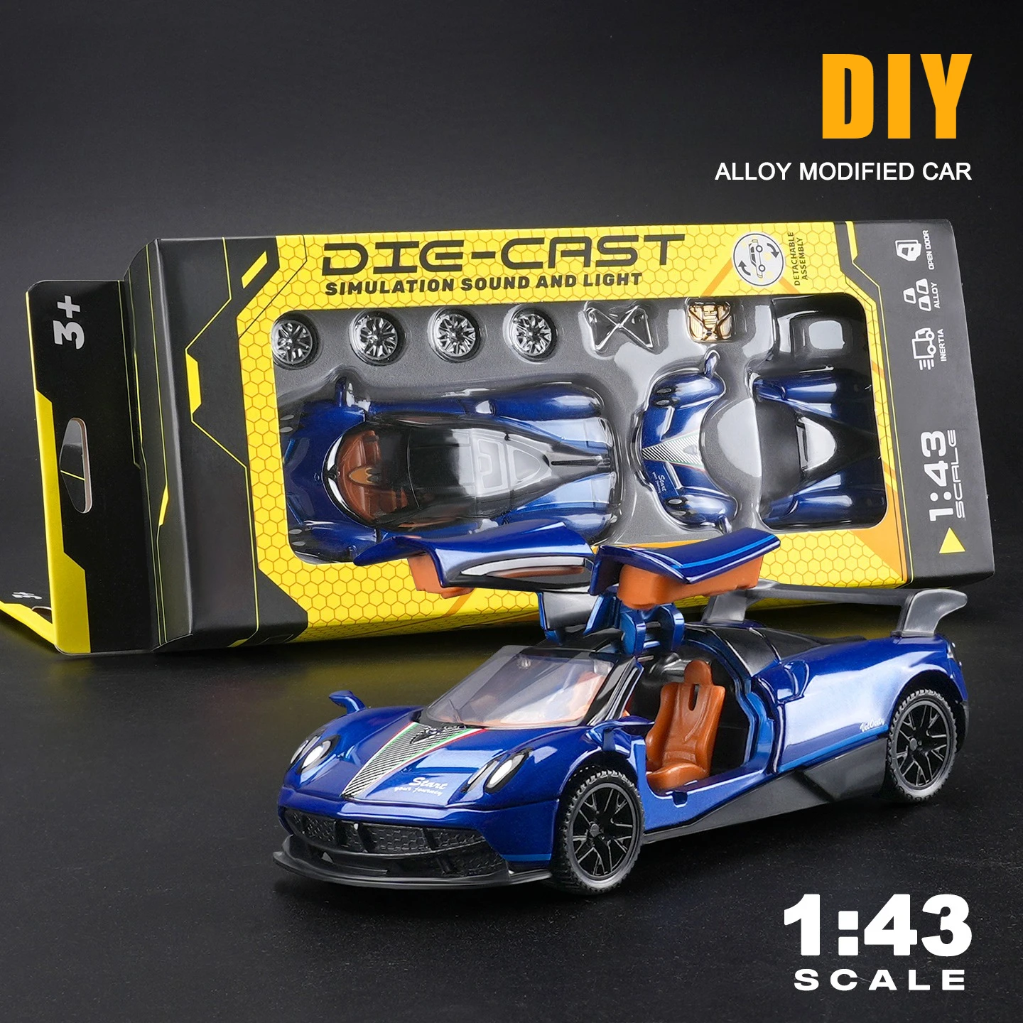 

1:43 Pagani Zonda R AE86 Alloy DIY Car Model Removable modified car Super Car Model Children Boy Diecast Toy Vehicle Miniature