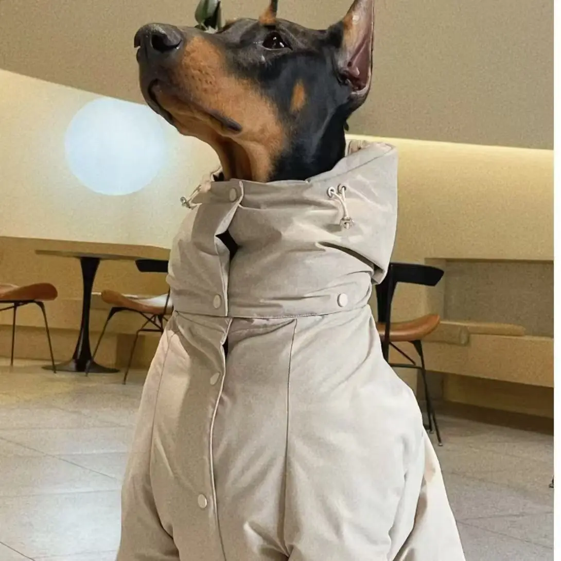 Big Dog Solid Colour Cotton Suit Doberman Medium and Large Dog Outdoor Warm Clothes