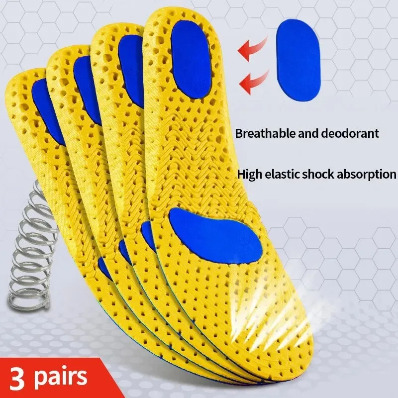 3 pares de plantillas ortopédicas de espuma viscoelástica para pies, almohadilla para suela de zapato, desodorante de malla, zapatillas transpirables, cojín para correr para hombres y mujeres