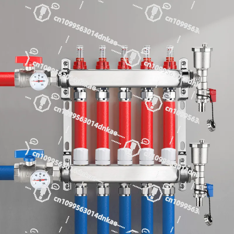 304 Stainless Steel Floor Heating Water Separator 1 Inch Home Improvement Intelligent Water Separator Two-way Supply Geothermal