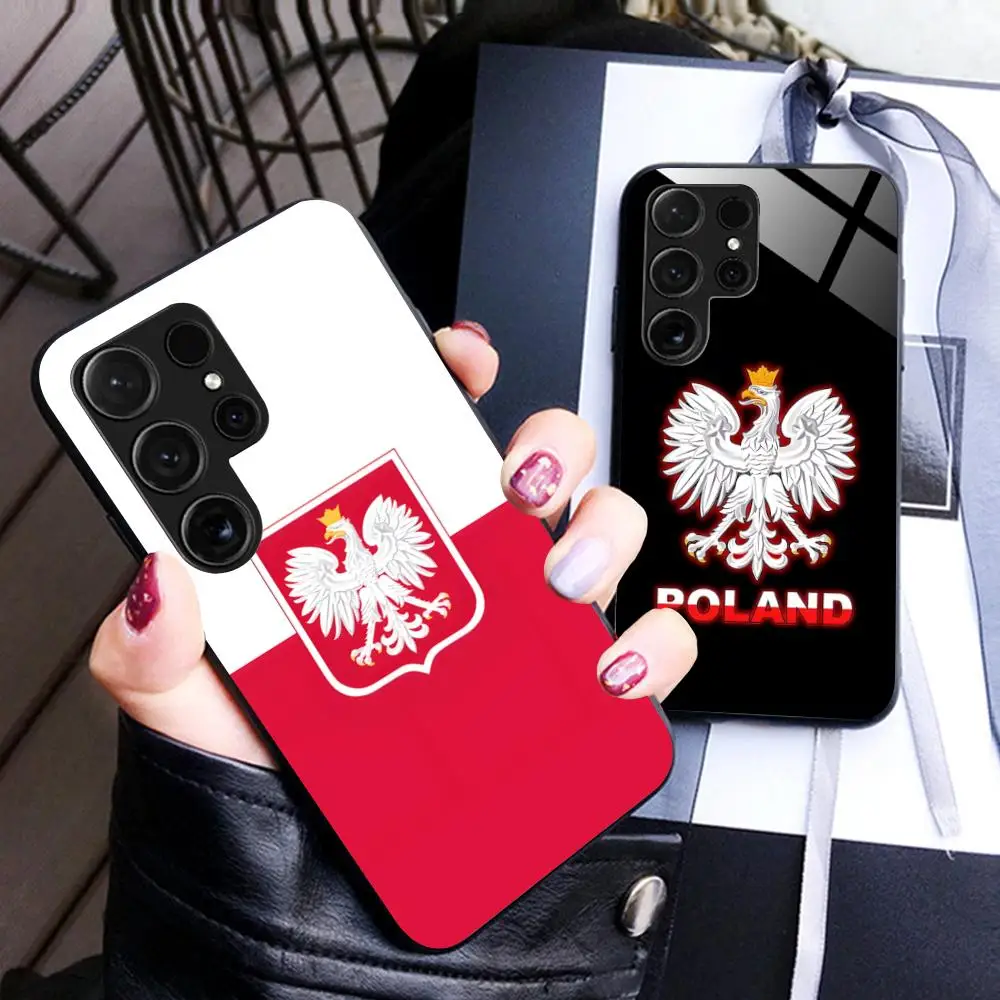 Poland Polska Flag Glass Mobile Phone Case for Samsung Galaxy S26 S25 S24 S23 S22 S21 S20 Note20 Plus FE Ultra Colorful Cover