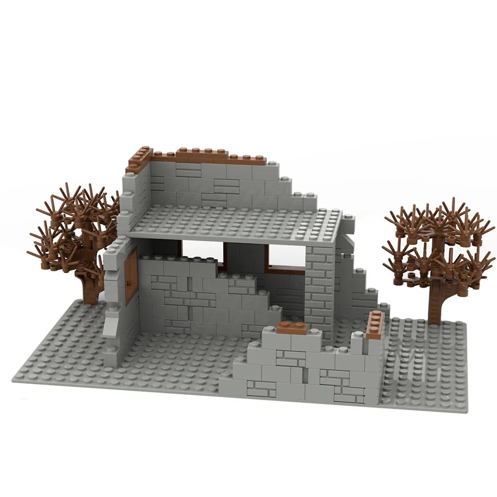 

MOC Ruined Military Base Scenes Positions Small Granule Assemble Building Blocks Accessories Compatible Figures Model Bricks Toy