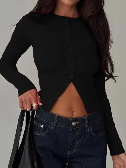 Y2K ホットガール ピュアカラー 長袖ベスト