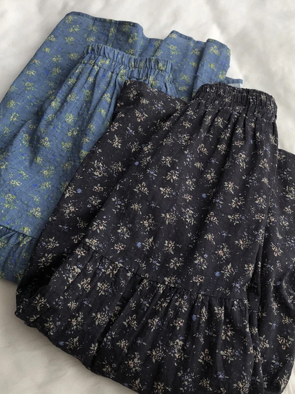 

Ретро-юбка А-силуэта в корейском стиле с цветочным принтом, с высокой талией, свободного кроя, больших размеров, женская модная весенняя коллекция 2026