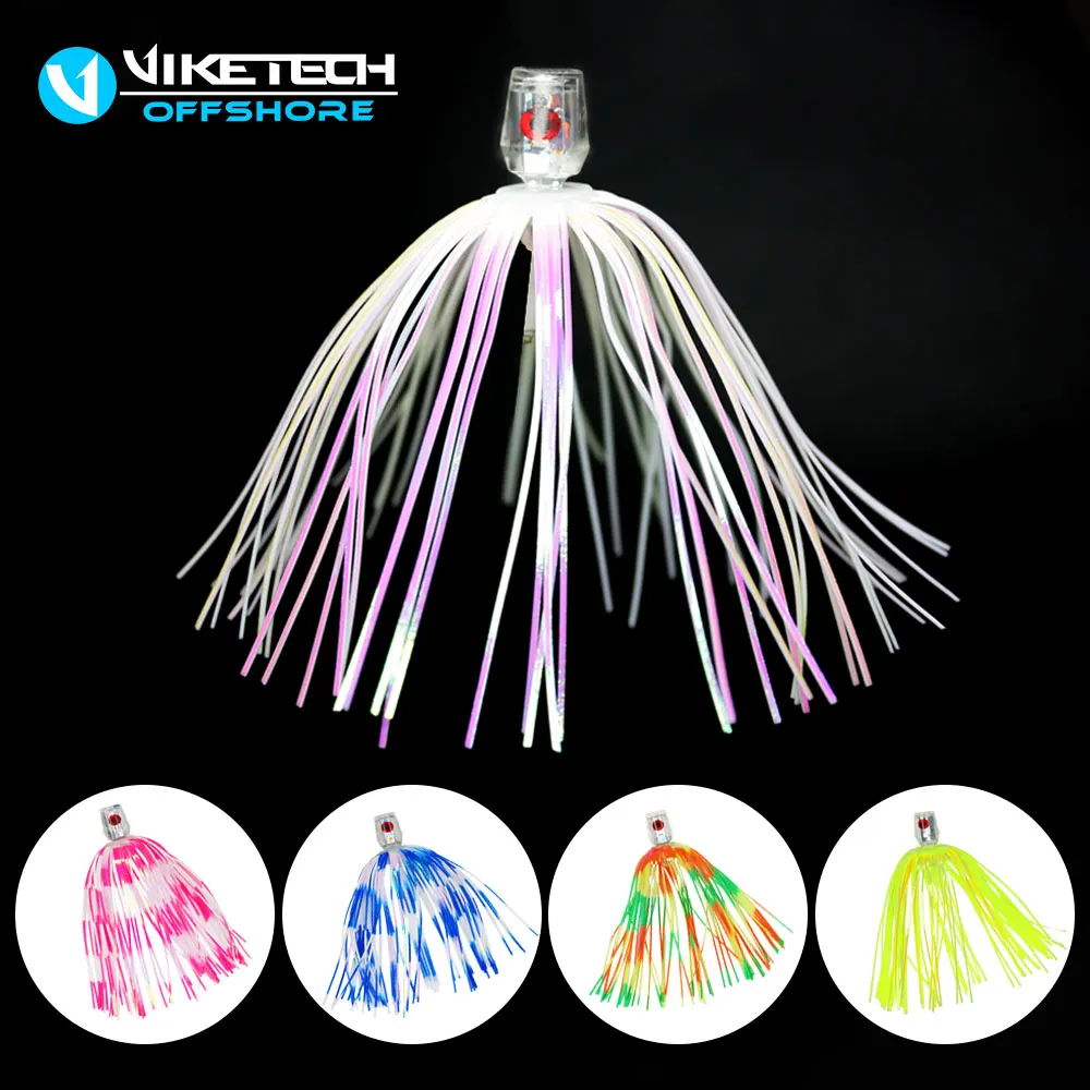 

10 шт. 2,5-дюймовые длинные рыболовные приманки из серии King Buster Bling — голографические силиконовые юбки, идеально подходят для морской рыбалки