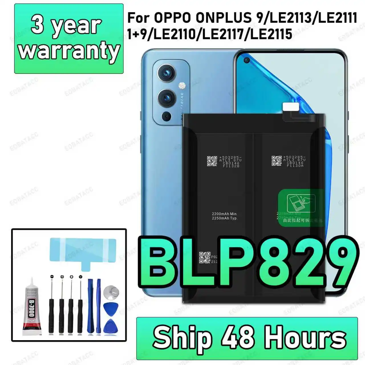 

100% New High Quanlity BLP829 Battery For Oneplus 9/LE2113/LE2111/LE2110/LE2117/LE2115 Replacement Batteria Batteries+Free tools