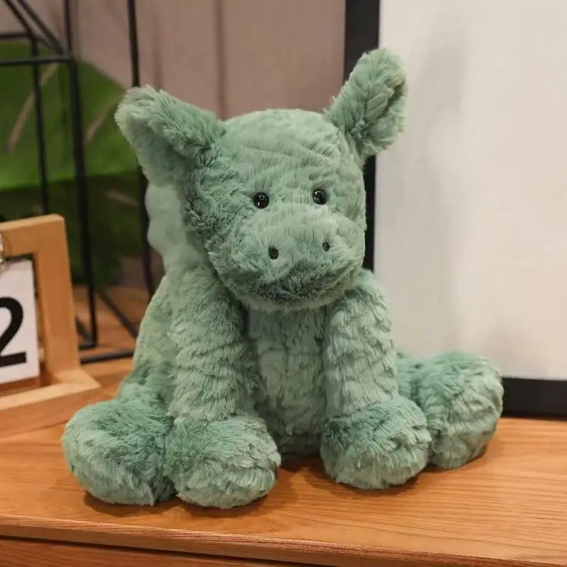 

JELLYCAT New Green Wave Hairy Dragon Doll Simulation Filled Plush Toy Cartoon Anime Cute Children's Birthday Gift Fun Doll