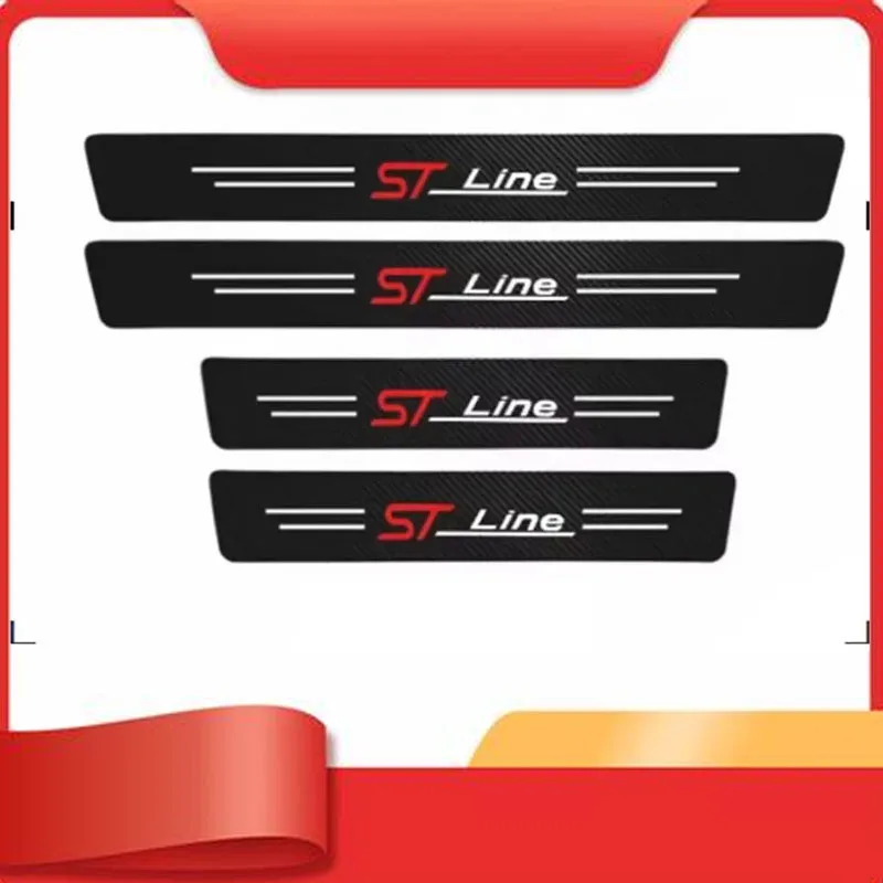 Auto Door Sill Carbon Fiber Car Sticker Protector Strip Waterproof Protect Film For Ford ST LINE STLINE Mk3 Mk4 Focus Mustang11