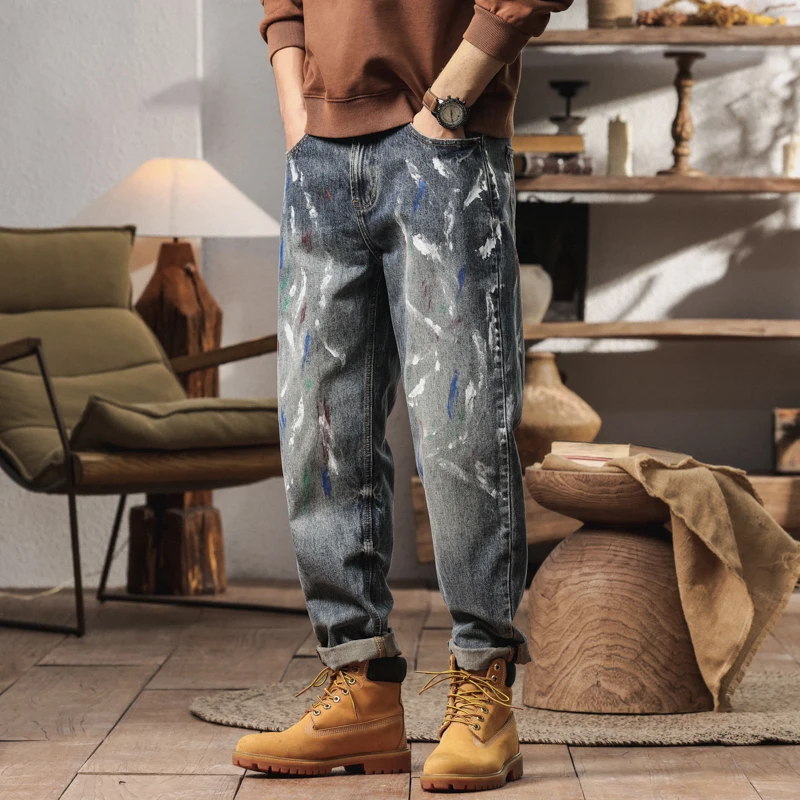 

BYCL 916 New personalized tide retro American high street loose versatile casual personalized denim graffiti