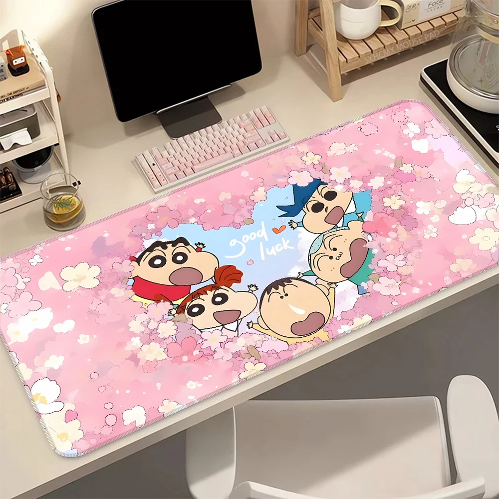 Anime Gaming-Mauspad C-Crayon Shin-Chans, verlängerte große Schreibtischunterlage, rutschfeste Gummibasis, Tischunterlage für PC, Computer, Heimbüro