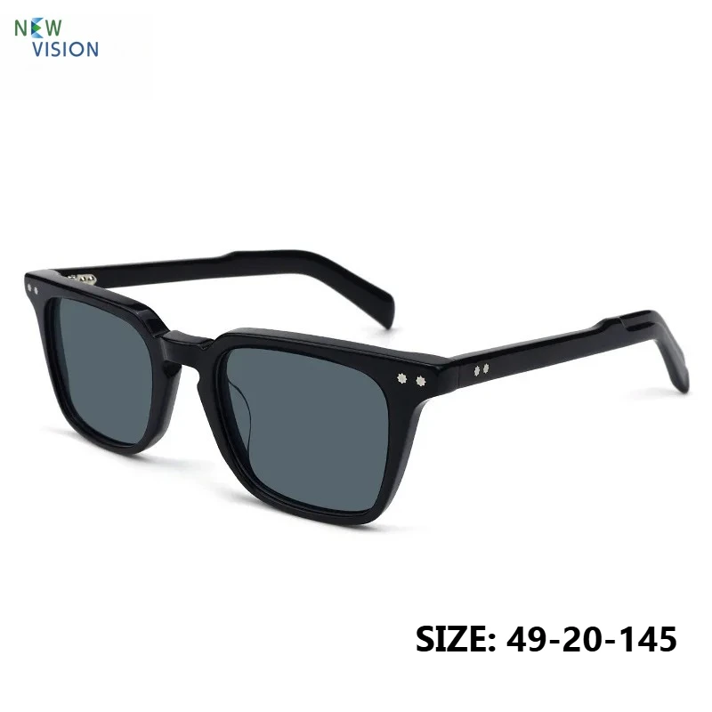 

Retro Black Square Men Women Rivet Polarized Sunglasses Fashion Top-quality Acetate Outdoor UV Resistant Driving Glasses