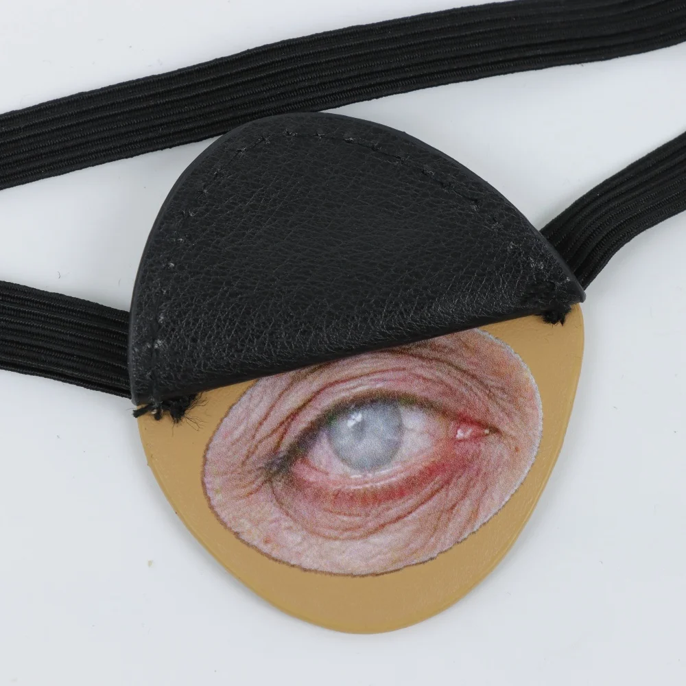Black PU Leather Pirate Eyepatch, Creative Eye Pattern Halloween Costume Accessory, Gothic Horror Cosplay LARP Party Prop view 4
