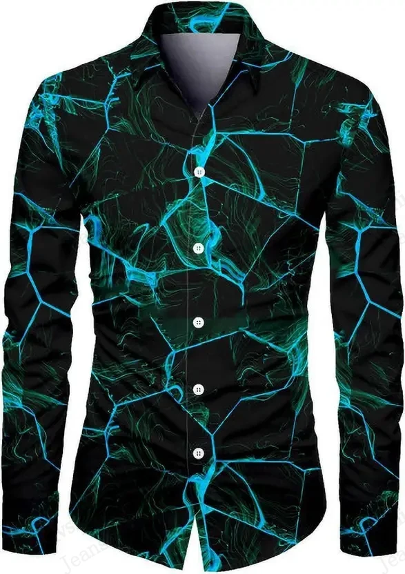 

Мужская официальная рубашка с длинным рукавом, рубашка с мраморным принтом, мужская и женская модная повседневная гавайская рубашка, офисная блузка, мягкая обычная посадка
