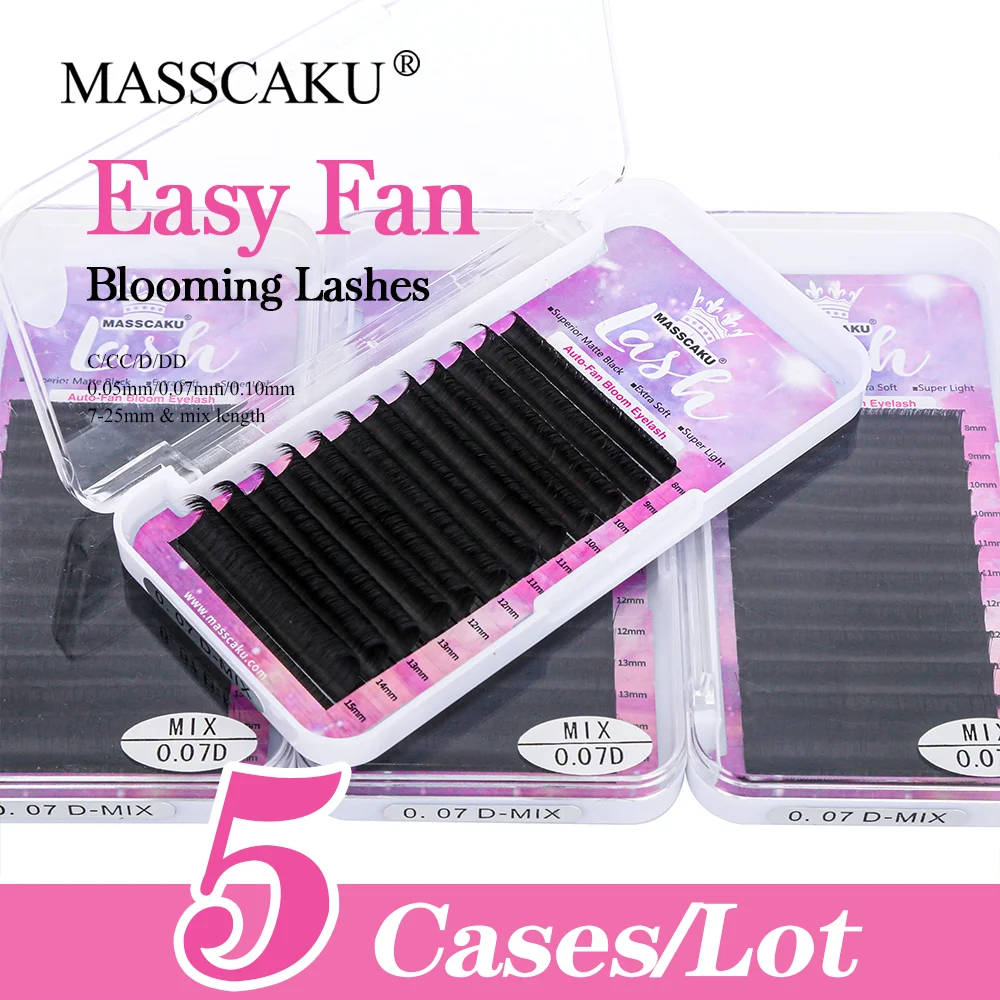 

5case/lot New design longer 8-20mm false eyelashes vendor handmade 0.05 0.07 thickness auto fan 1s blooming eyelash extension