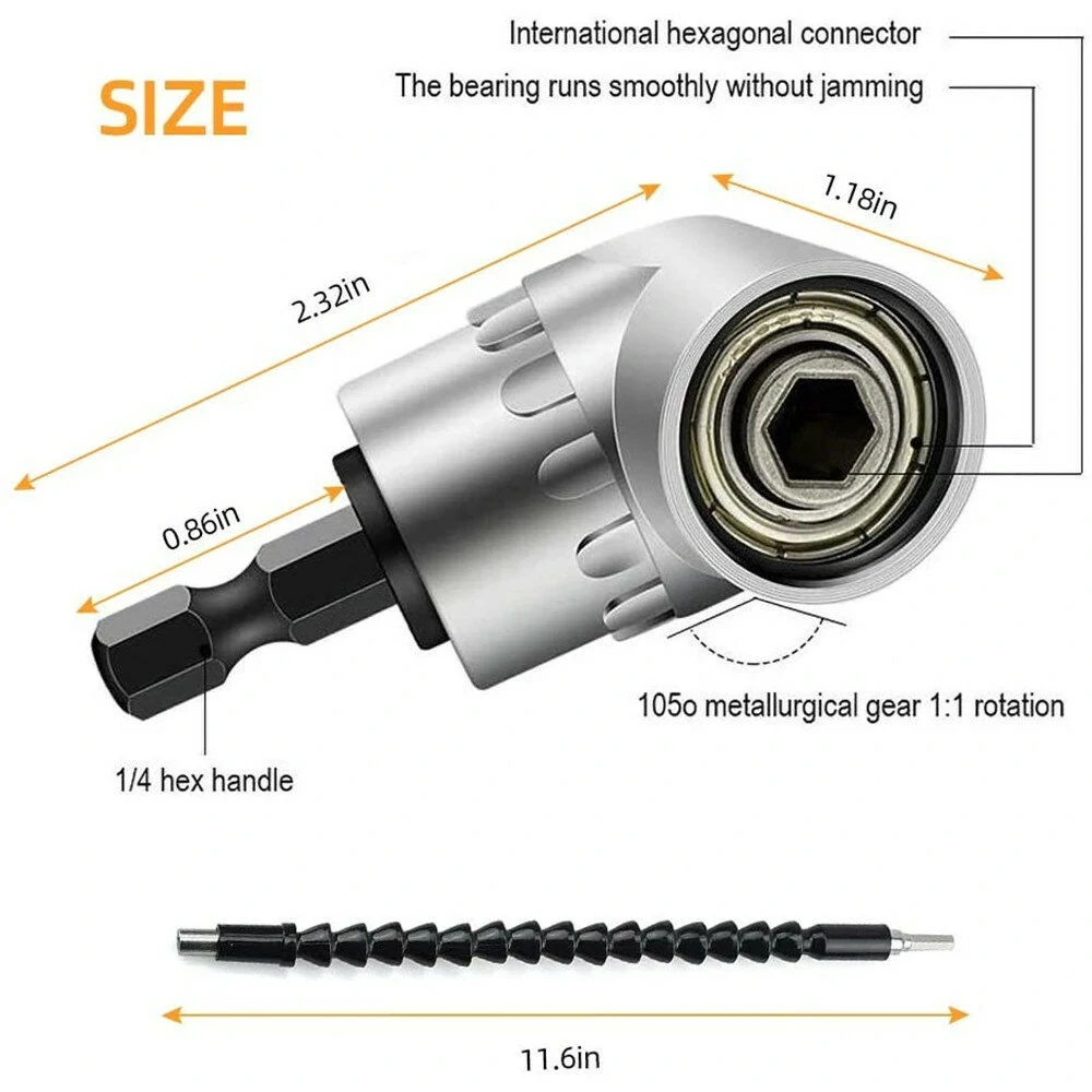 Flexible Drill Extension Hex Shank Drill Nut Driver Bit Set Bendable Drill Bit Extension+Universal Socket Adapter+Screwdriver Bi