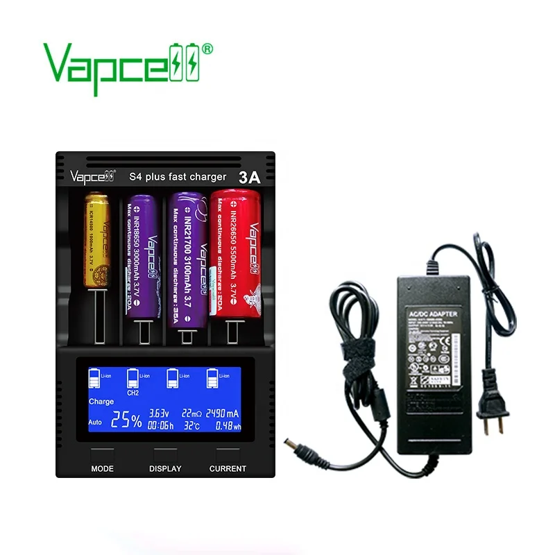 

super fast charger universal Vapcell S4 PLUS charger 4 slots pk 18650 charger