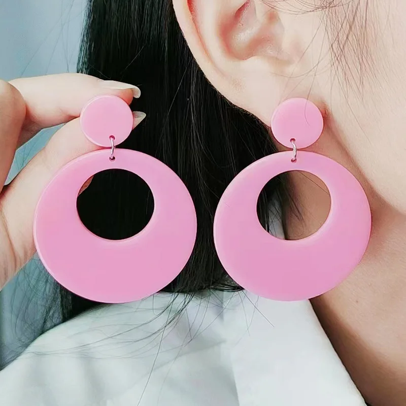 

300pairs/lot wholesale round hollow design earrings, earrings, versatile daily fashion acrylic earrings, ear accessories for