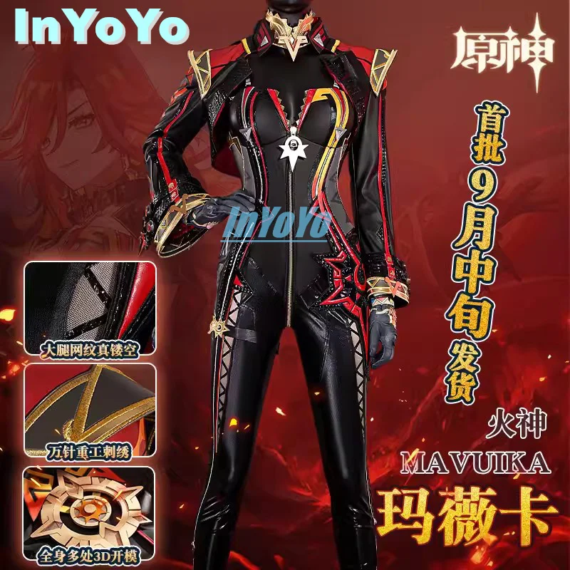 InYoYo Genshin Impact Mavuika Pyro Archon Jumpsuit Uniform Game Suit Cosplay Costume Halloween Carnival Party Outfit Women XS-XX