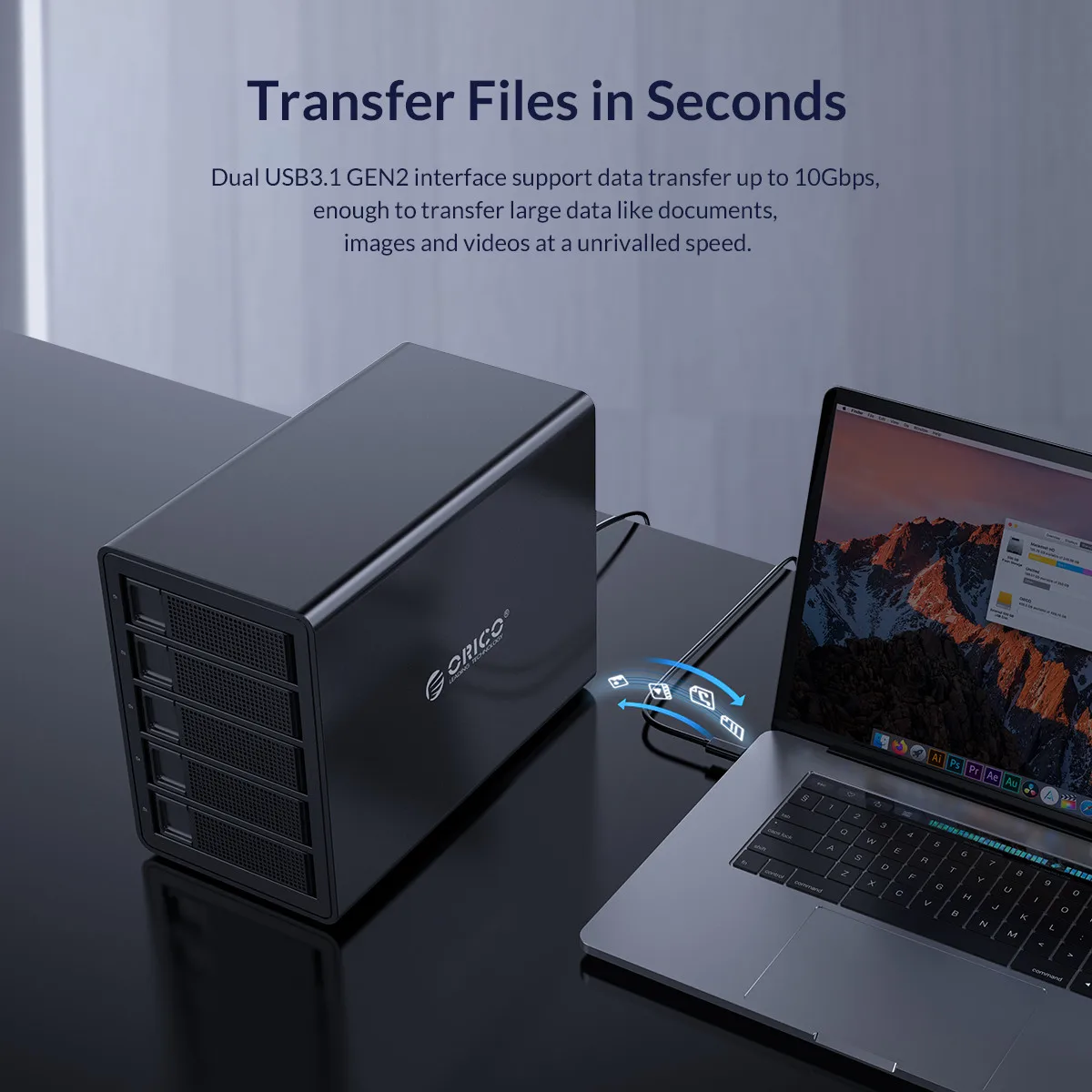 ORICO 5 Bay HDD 35 Series Type-C HDD Docking Station 10Gbps ความจุขนาดใหญ่ 3.5 นิ้วฮาร์ดไดรฟ์สำหรับการขุด Altcoins