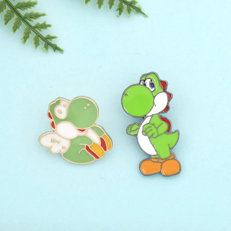 Super Mario Mario Cartoon Metal Brooch Dinosaur Ride Yoshi Alloy Drip Lapel Pins Game Peripheral Backpack Badage Decoration