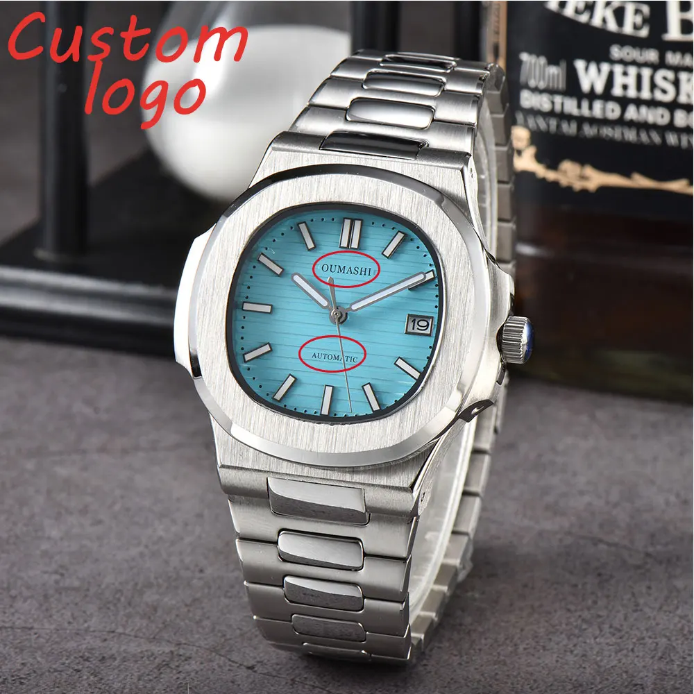 

NH35 Men's Watch Ice Blue style Automatic Mechanical Watch Stainless steel sapphire glass 10Bar waterproof watch NH35A OUMASHI