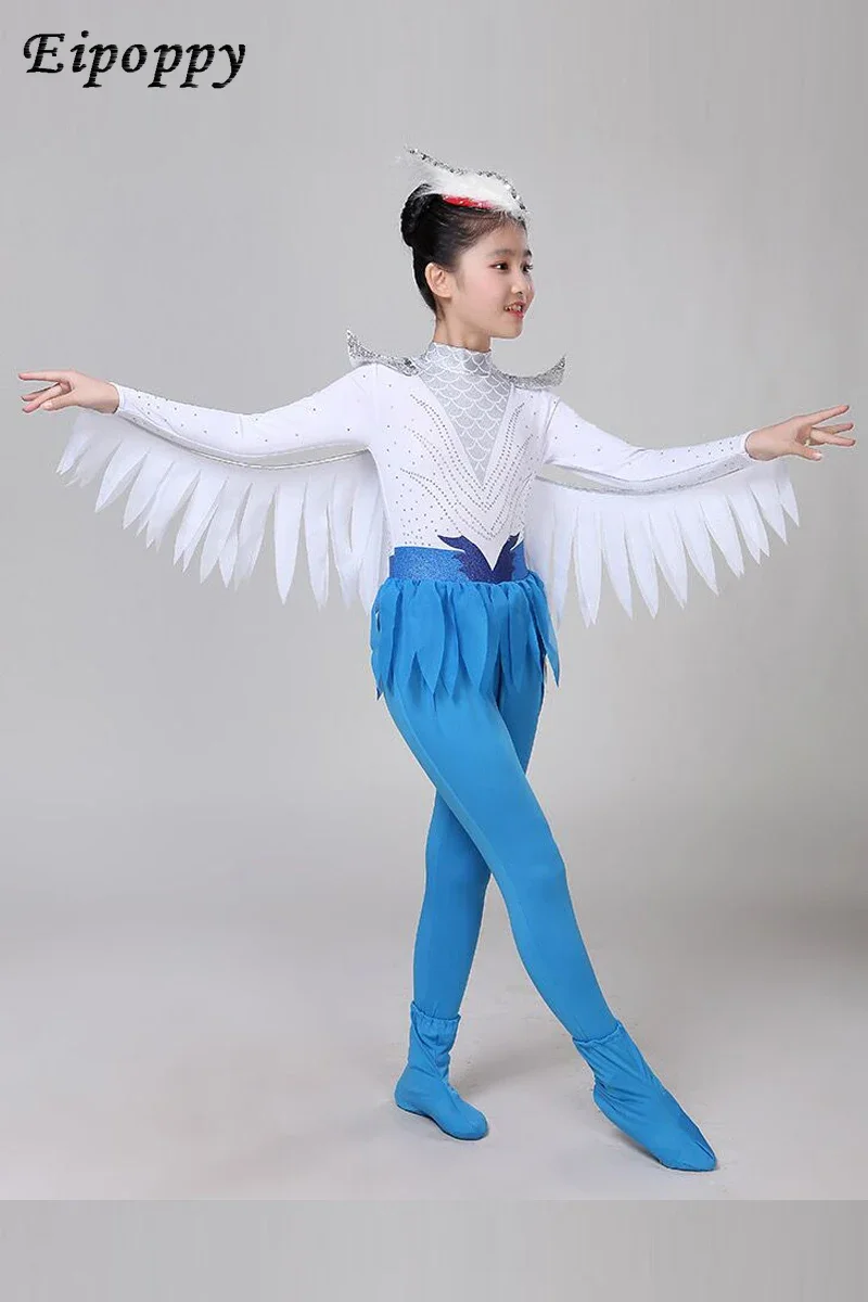 Xiaohe أجنحة جنح أنيقة للأطفال ، زي أداء الرقص ، شكل أجنحة الطيور ، ارتداء قطعة واحدة الأداء