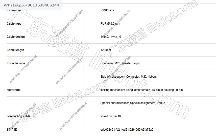 Compatible with A066 * HEIDENHAIN encoder cable 534855-12 APK 03 57