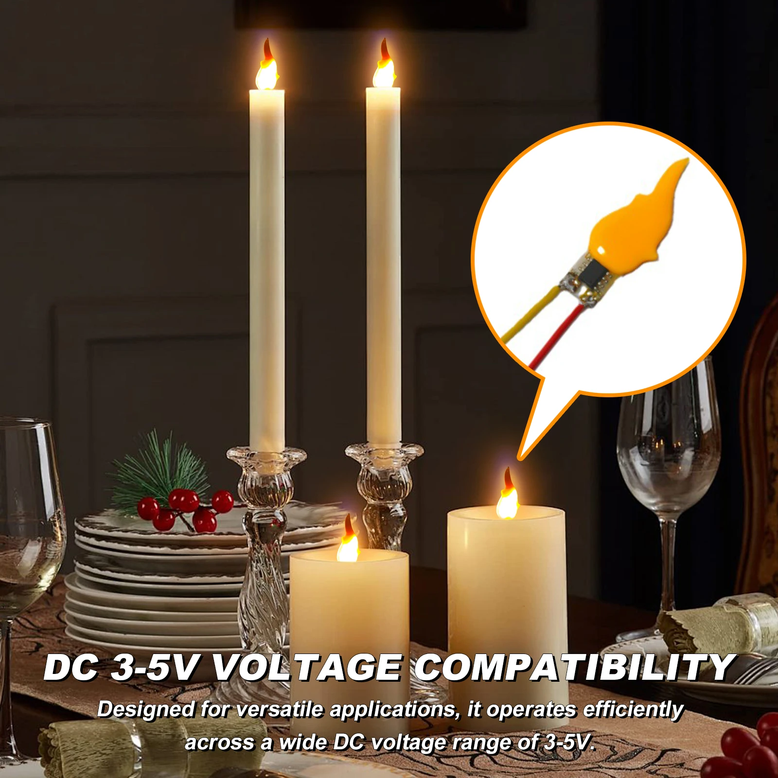 3/5/10PCS Flame Light Bulbs 2200K Diode 3V LED Flame Effect Light Bulb Flame LED Filament for Christmas Party Decor
