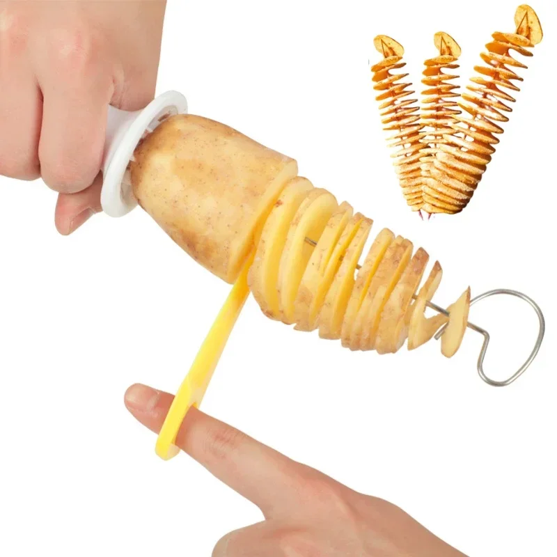 Protable Potato BBQ Skewers for Camping Chips Maker Potato Slicer Potato Spiral Cutter Barbecue Tools Kitchen Accessories Grill