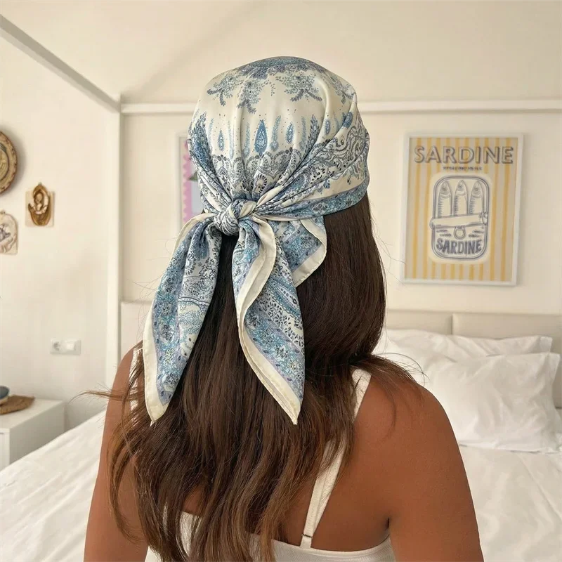 Women 70*70cm Square Silk Scarf/scarves Luxury Wrap 2026 Hair Tie Band Bag Warp Soft Neckerchief Hijab Headscarf Female Foulard