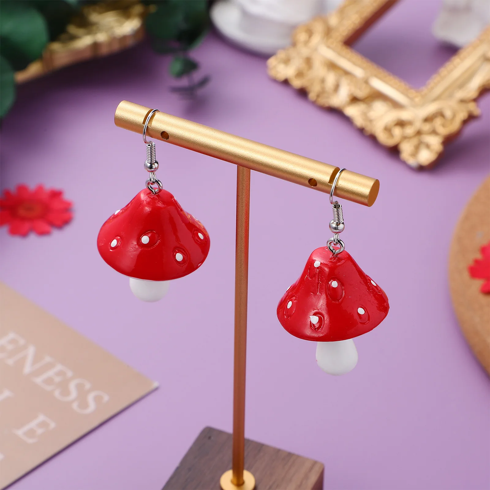 

Mushroom Earrings Plastic Women Accessories Party Outfits Creative Chic Earrings Fashion Pendant Statement Jewelry